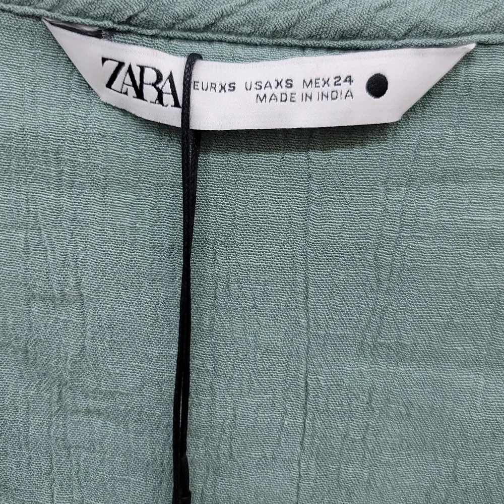 NWT Zara Mumbai Jumpsuit Sage Green Long Sleeve Romper W/ Belt Women's Size XS